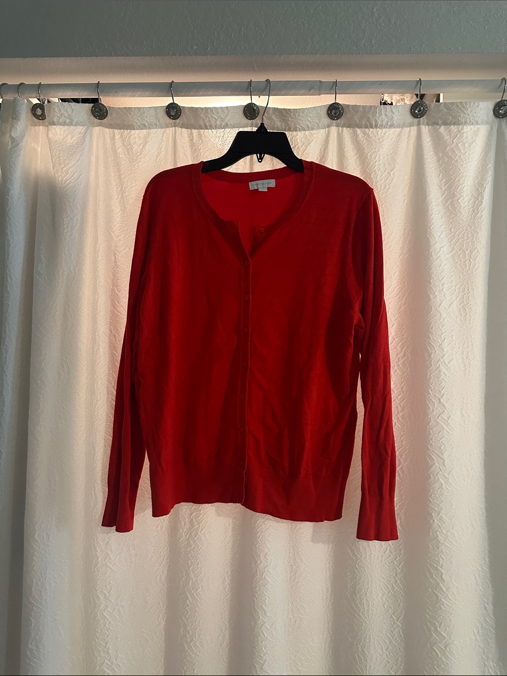 Charter Club Red Button-Up Lightweight Cardigan